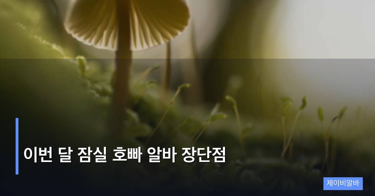 이번 달 잠실 호빠 알바 장단점