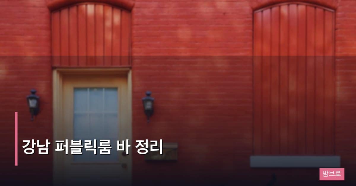 강남 퍼블릭룸 바 정리, 업종 선택 기준과 비용 완전 비교