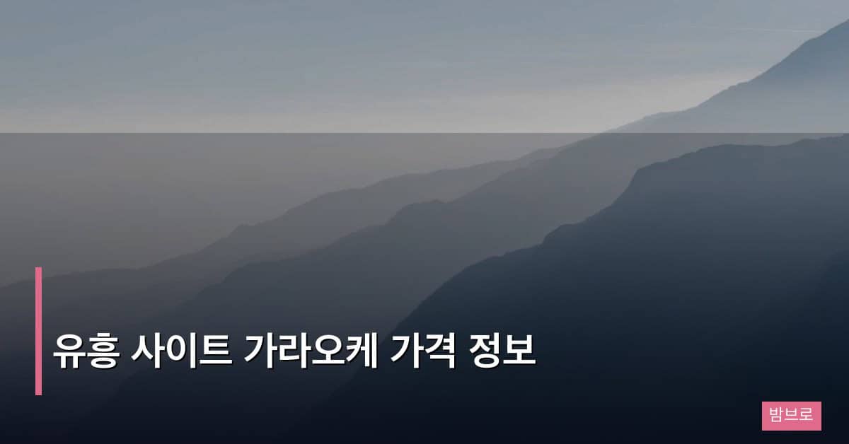 유흥 사이트 가라오케 가격 정보, 유형별 비용 완벽 정리