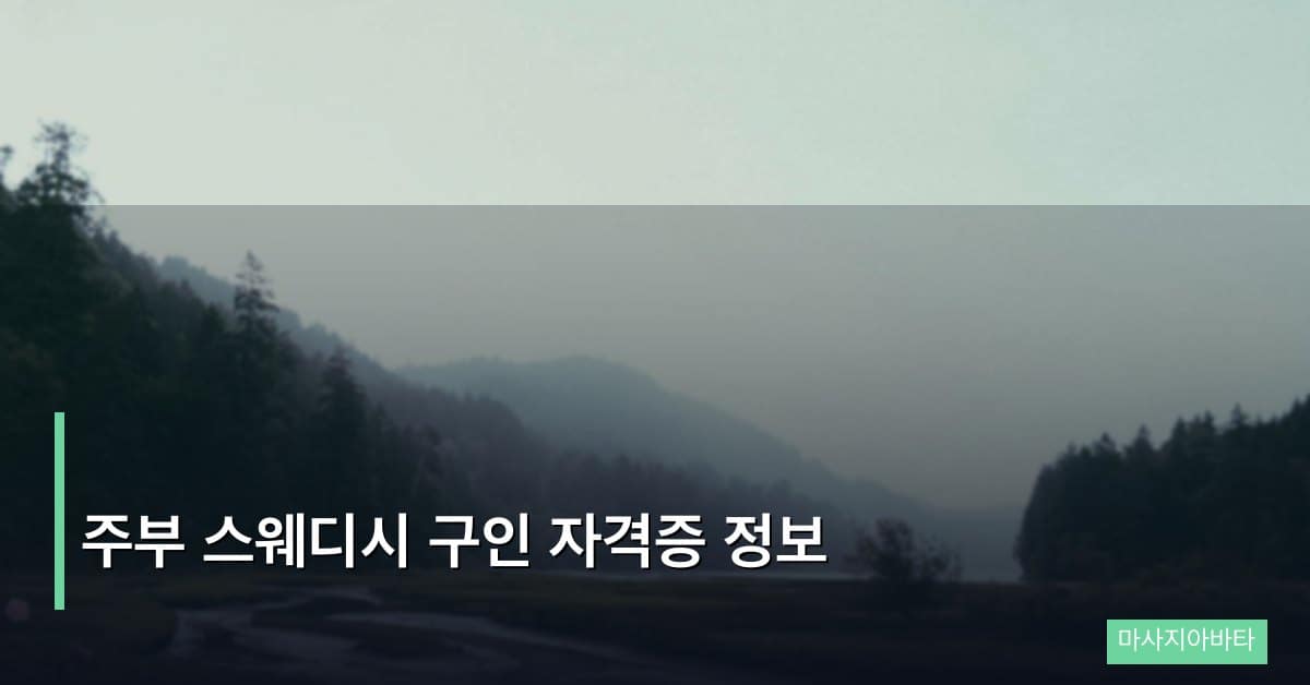 주부 스웨디시 구인 자격증 정보, 경력 단절 후 도전하는 새 직업