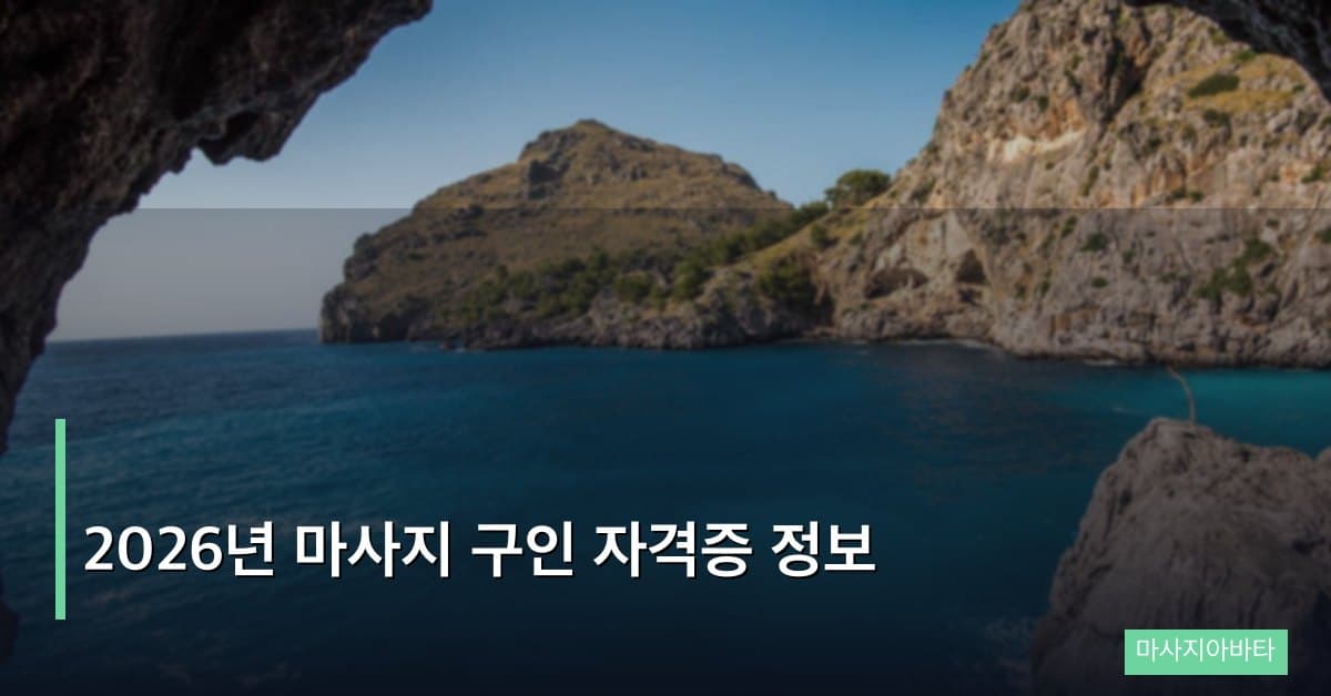 2026년 마사지 구인 자격증 정보 완벽 정리