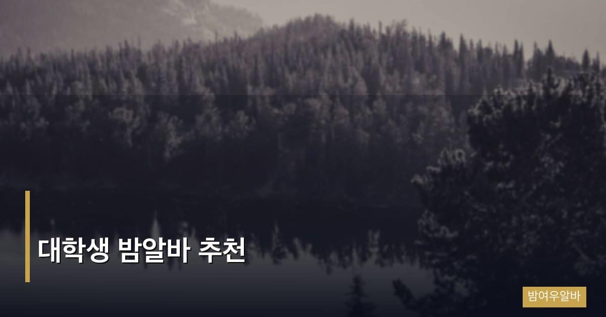 대학생 밤알바 추천