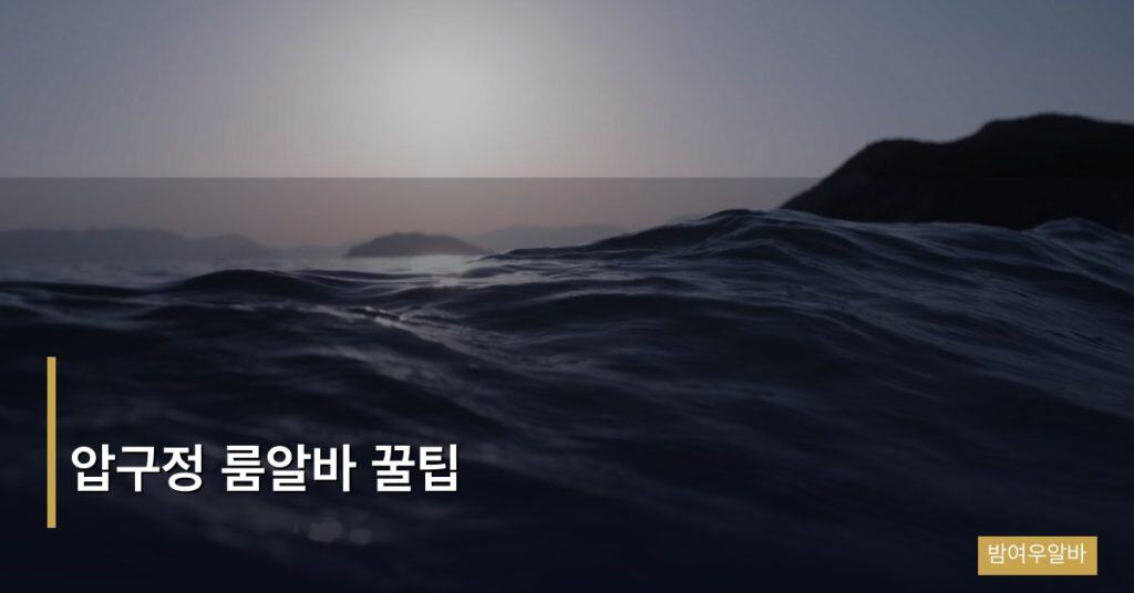 압구정 룸알바 꿀팁