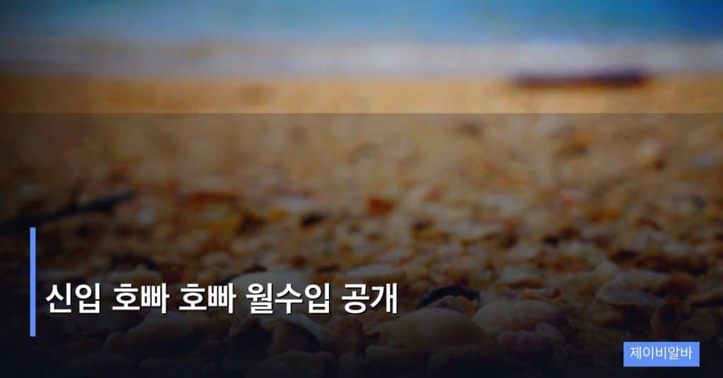 신입 호빠 호빠 월수입 공개