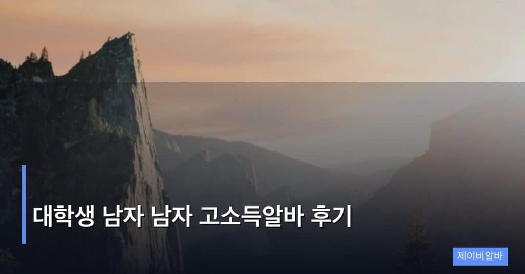 대학생 남자 남자 고소득알바 후기