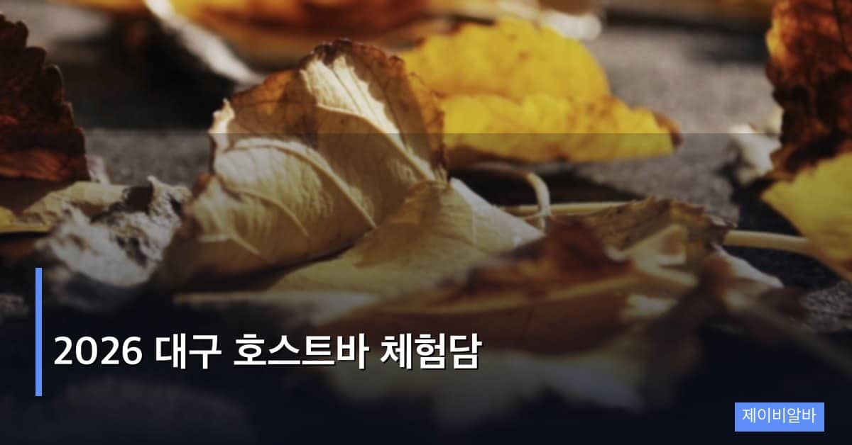 2026 대구 호스트바 체험담
