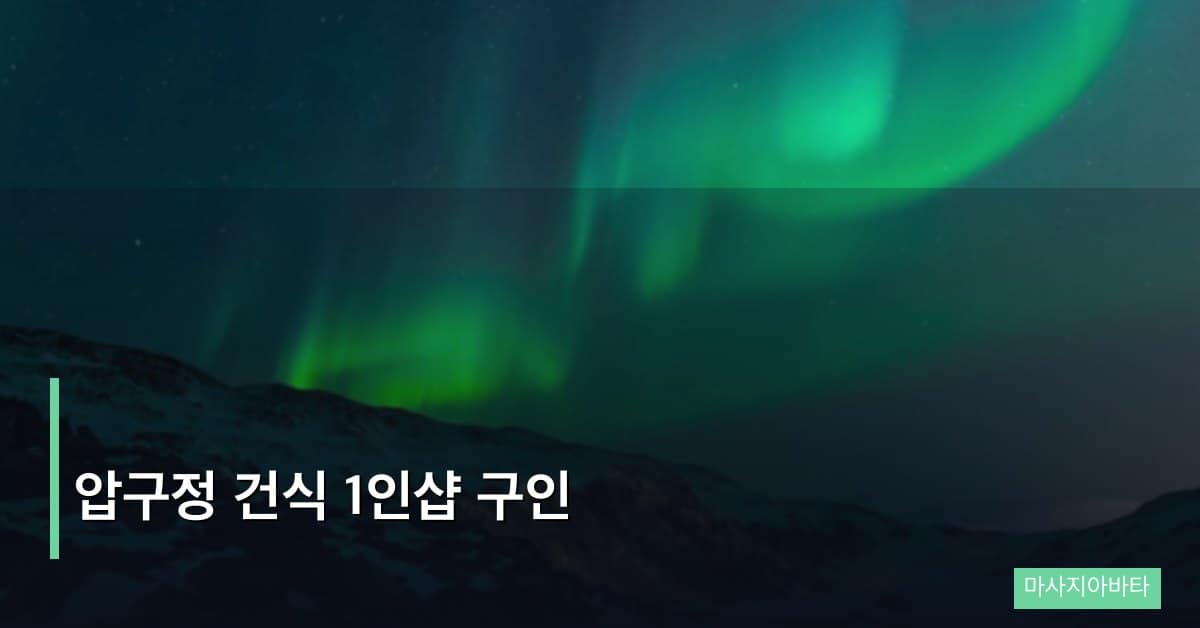 압구정 건식 1인샵 구인