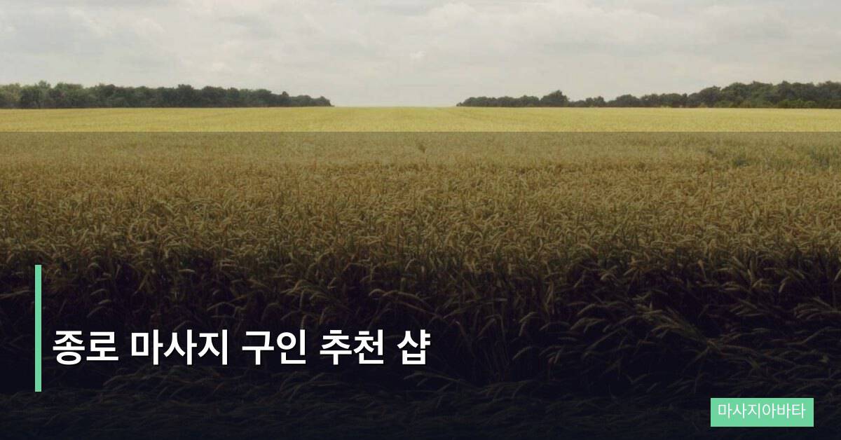 종로 마사지 구인 추천 샵