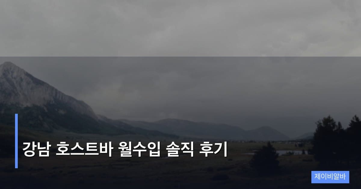 강남 호스트바 월수입 솔직 후기